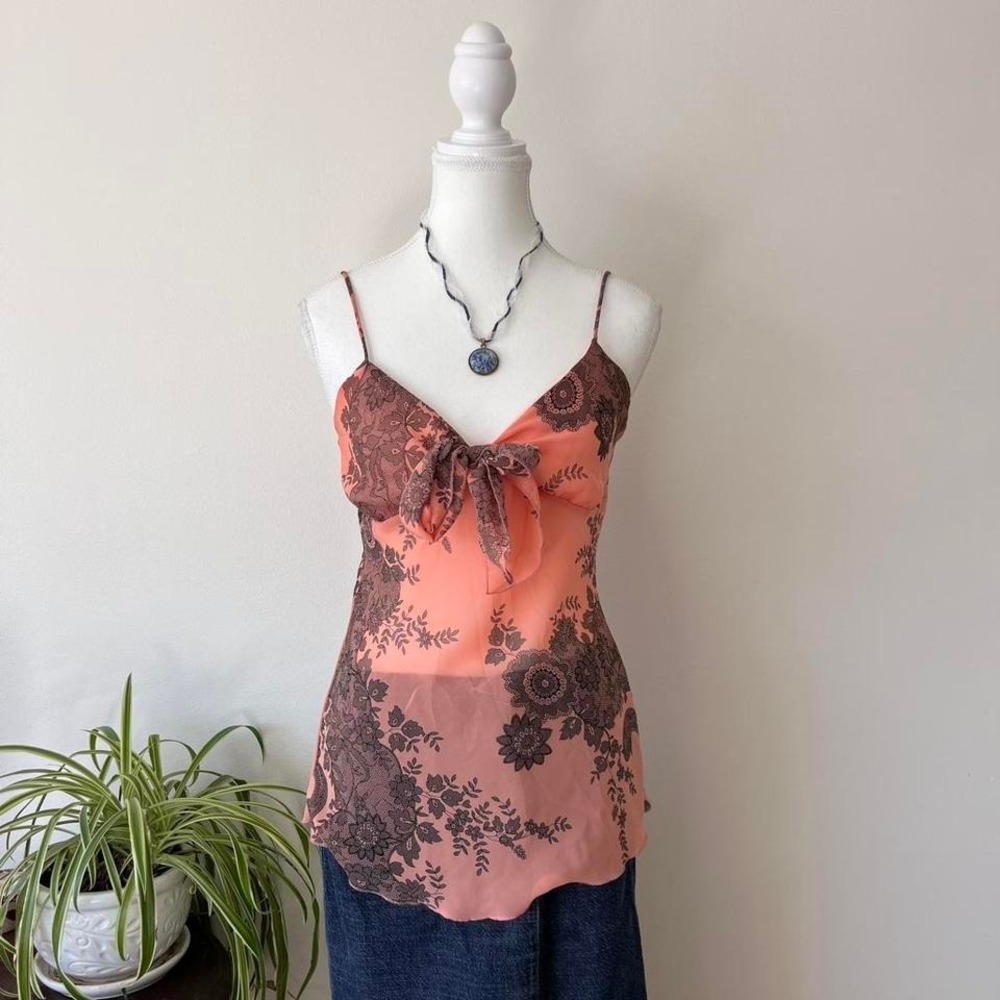 Vintage y2k Fairweather Fairycore Floral Blouse Orange Womens sz M
